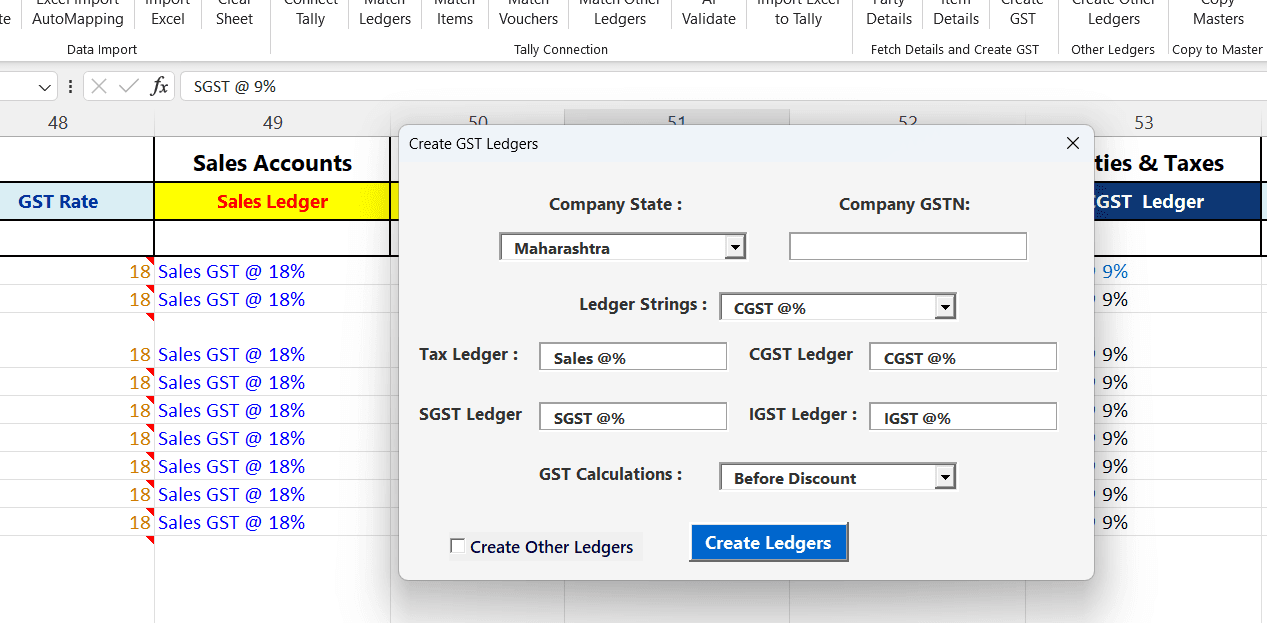 Auto Create GST Ledgers